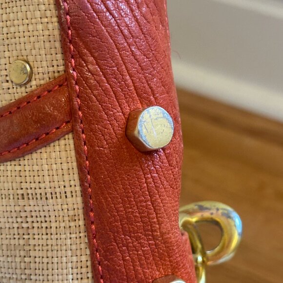 Rebecca Minkoff MAC Straw Raffia Clutch Crossbody in Coral - Picture 3 of 3